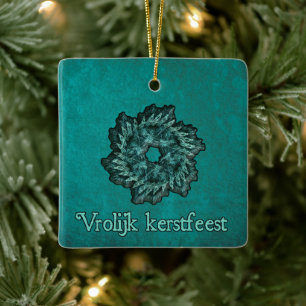 Fractal Wreath - Vrolijk kerstfeest Ceramic Ornament