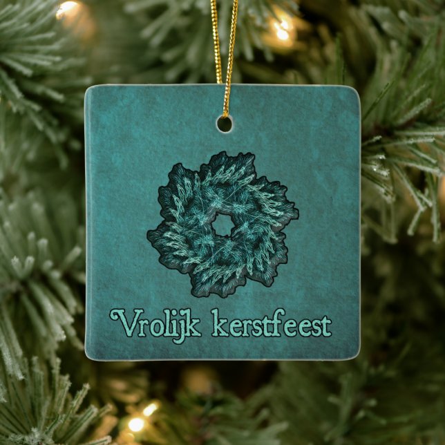 Fractal Wreath - Vrolijk kerstfeest Ceramic Ornament (Tree)