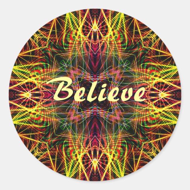 FractalArts : Believe Classic Round Sticker (Front)