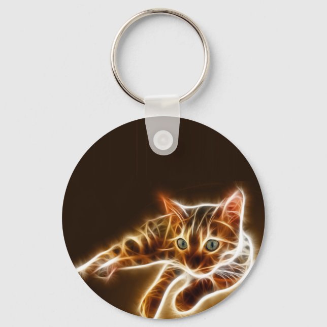 Fractalius Bengal Cat Key Ring (Front)