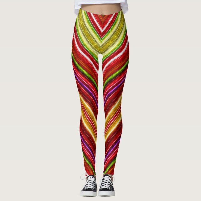Fractalius Chevron in Reds Leggings (Front)