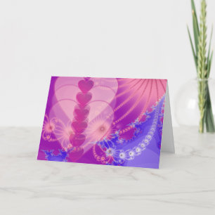 Fractally yours- purple hearts holiday card