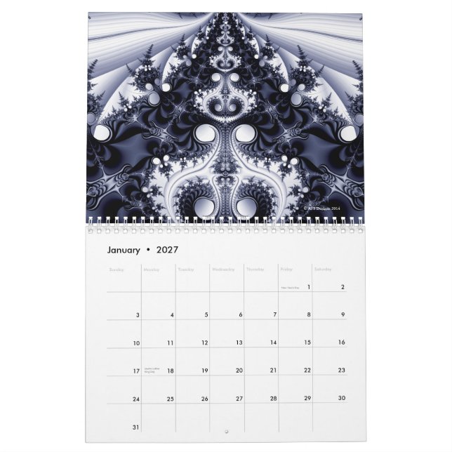 Fractals 2015 calendar (Jan 2027)
