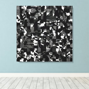 "Fractura" - Black White Camouflage Pattern  Canvas Print