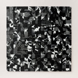 "Fractura" - Black White Camouflage Pattern Jigsaw Puzzle