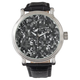 "Fractura" - Black White Camouflage Pattern Watch