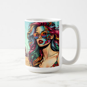 Fractured Art Abstract Woman at Beach Coffee Mug