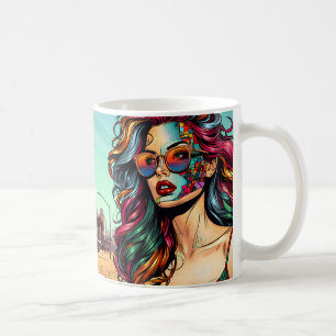 Fractured Art Abstract Woman at Beach Coffee Mug