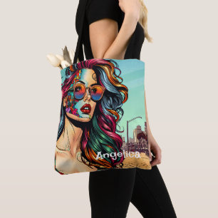 Fractured Art Abstract Woman at Beach Tote Bag