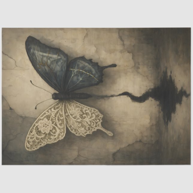 Fractured Flight Gothic Lace Butterfly – Dark Goth Tissue Paper (Front)