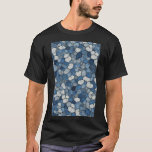 Fractured Honeycomb: Blue Cracked Tile Pattern T-Shirt