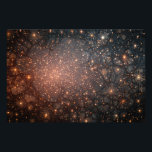 Fractured Nebula Cosmic Web Glow Photo Print<br><div class="desc">A delicate black web of countless fine cracks overlays a radiant nebula in deep indigo and midnight blue. Warm amber, copper, and fiery orange light surges through every fracture, illuminating hundreds of sparkling golden-white stars that pulse like distant galaxies or captured fireflies. The central burst glows brightest, evoking a supernova...</div>