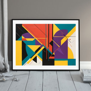 Fractured Rhythm" – Geometric Abstract Art Poster