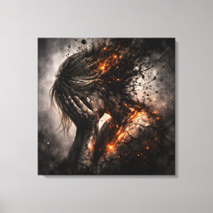 Fractured Soul: Internal Anguish Square Canvas Print