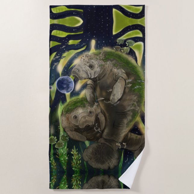 Fragile Balance Manatee  Beach Towel (Front)