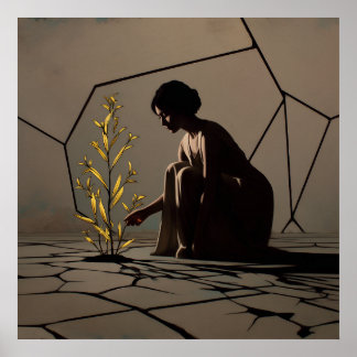 Fragile Bloom – Solarpunk Regrowth Poster