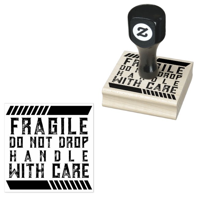 Fragile Do Not Drop Handle with Care Rubber Stamp (Stamped)