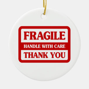 Fragile Handle With Care Ceramic Tree Decoration