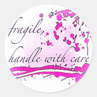 fragile handle with care classic round sticker