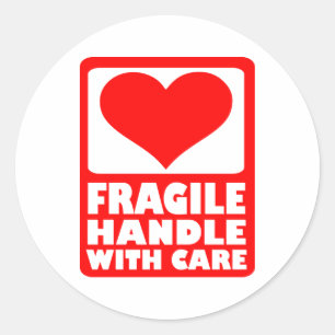 Fragile handle with care classic round sticker