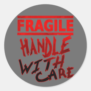fragile handle with care classic round sticker