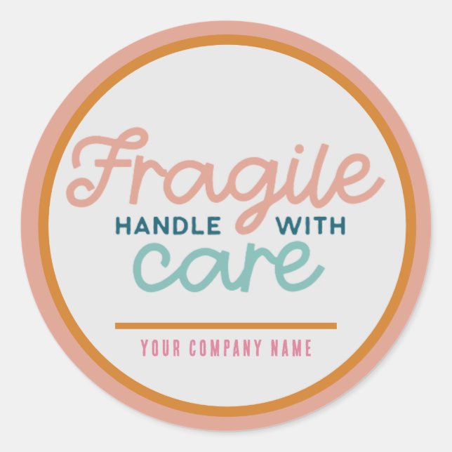 Fragile Handle With Care Custom Classic Round Sticker (Front)