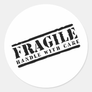 Fragile Handle with Care design Classic Round Sticker