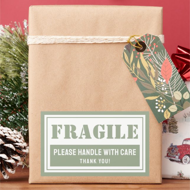 Fragile Handle With Care Mailing and Packaging Rectangular Sticker (Holiday)