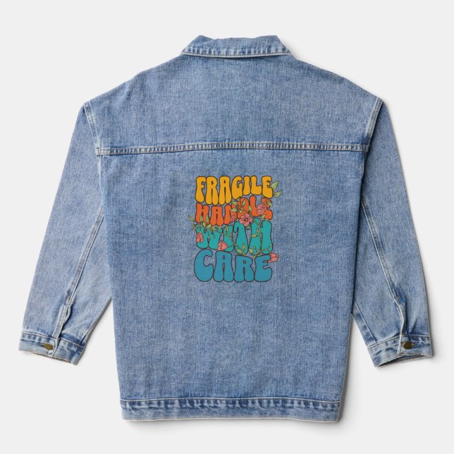 Fragile Handle with Care Mental Health Denim Jacket (Back)