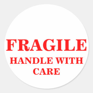 FRAGILE HANDLE WITH CARE package shipping label