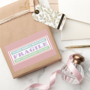 Fragile Handle With Care Packaging Colourful Rectangular Sticker