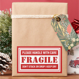 Fragile Handle With Care Packaging Custom Rectangular Sticker