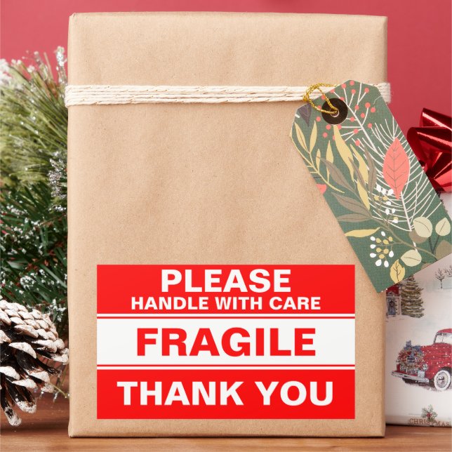 Fragile Handle With Care Sticker Warning Label (Holiday)