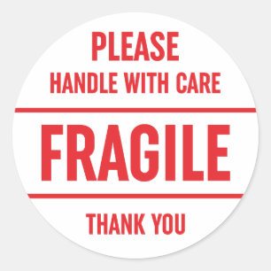 Fragile Handle With Care Warning Classic Round Sticker