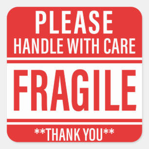 Fragile Handle With Care Warning Square Sticker