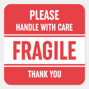 Fragile Handle With Care Warning Square Sticker