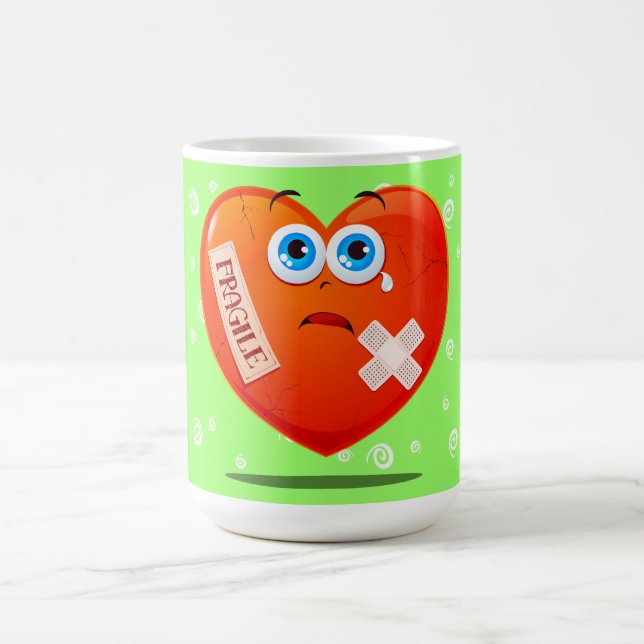 Fragile heart, funny mug (Center)