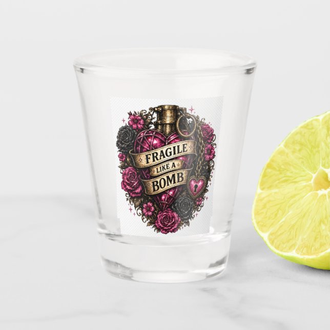 Fragile Like a Bomb Shot Glass (Front)
