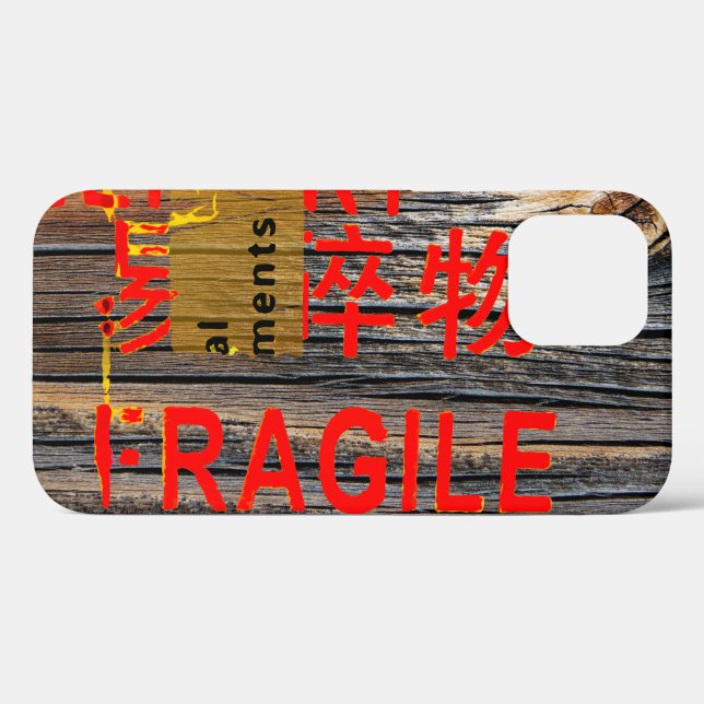 FRAGILE Markings - Torn Peeled - Wood Texture Case (Back (Horizontal))