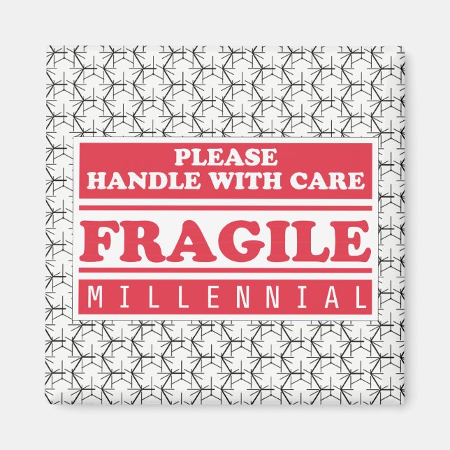 Fragile Millennial, Handle With Care Bubble Wrap Magnet (Front)