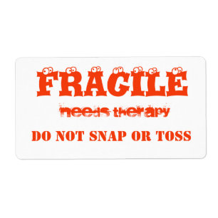 Fragile orange  colour label