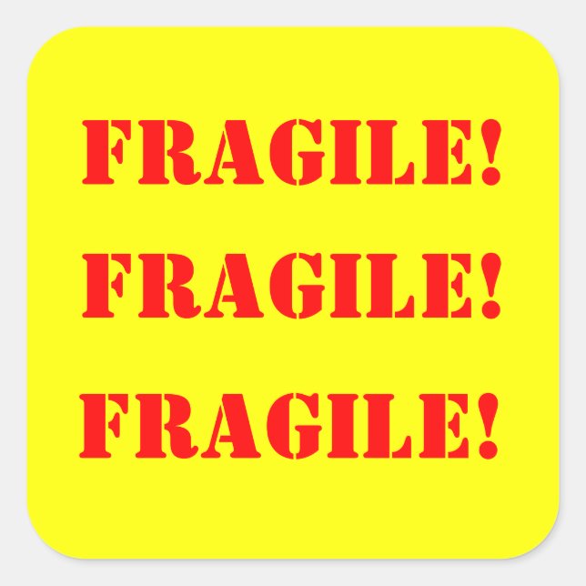 Fragile Square Strickers Sticker (Front)