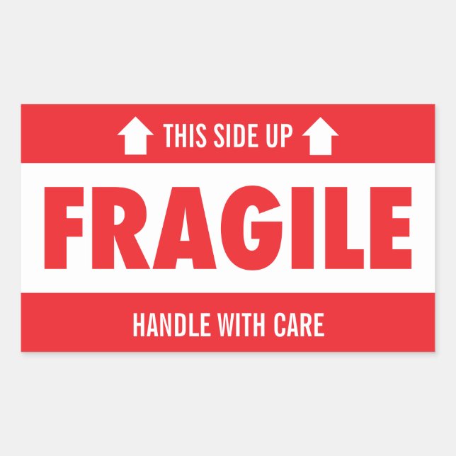 Fragile This Side Up Handle With Care Rectangular Sticker (Front)