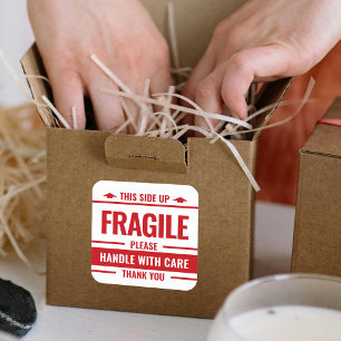 Fragile White Red Label Shipping Warning Sticker
