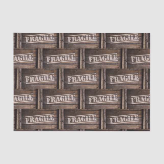 Fragile wood crate vintage tissue paper (Front)