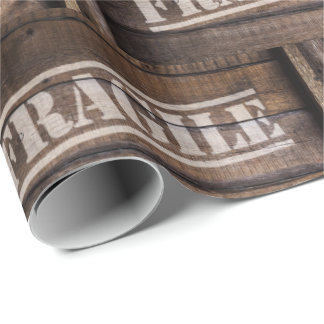 Fragile wood crate vintage wrapping paper