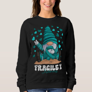 Fragile X Awareness Month Teal Ribbon Gnome Sweatshirt