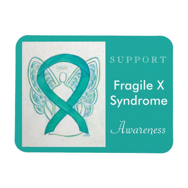 Fragile X Syndrome Awareness Ribbon Angel Magnet (Horizontal)