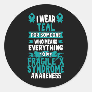Fragile X Syndrome Teal Awareness Ribbon Classic Round Sticker