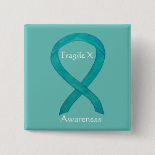 Fragile X Teal Awareness Custom Ribbon Pin